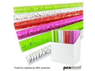FLIZELINA ZDOBIONA MIX KOLOR�W 50cmx5Y SUPER-HURT [opakowanie=4szt]