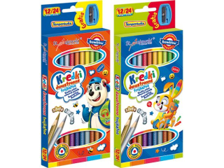 Kredki szkolne BAMBINO trjktne dwustronne 12/24 kolory + temperwka HURT
