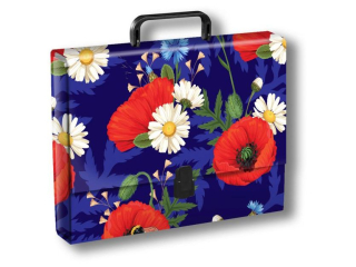 Teczka z r�czk� A4 PENMATE wzory - T 0126 Kwiaty polskie - Maki, folia mat nierysuj�ca