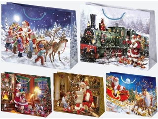 Torba ozdobna T8 380x290x100 Gwiazdka zest. 29 Mikołaje a10