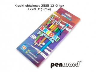 Kredki o³ówkowe PENWORD 12 kolorów z gumk± (2555-12-G)