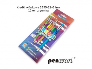 Kredki owkowe PENWORD 12 kolorw z gumk (2555-12-G) HURT