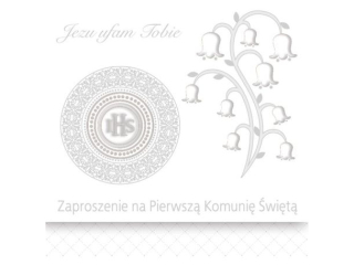 Zaproszenie POL-MAK 10szt. Komunia kwadrat ZKW 120x120 z kopert� ZKW_KOM_57193