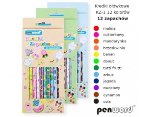 KREDKI OWKOWE ZAPACHOWE KZ-1 12 KOLORW, 12 ZAPACHW