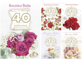 Laurka duża z cyframi na gąbkach LDG 140x200 z kopertą POL-MAK rocznica Ślubu cyfra 40 rubinowa rocznica