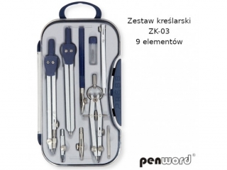 Zestaw kreślarski PENWORD ZK-03 9 elementów