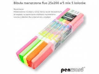 BIBUŁA MARSZCZONA FLUO 25x200 a5 MIX 5 KOLORÓW