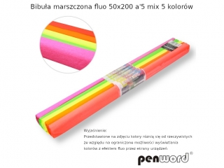 BIBUŁA MARSZCZONA FLUO 50x200 a5 MIX 5 KOLORÓW