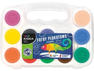 Farby plakatowe KIDEA 12 kolorów 20ml etui