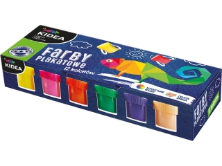 Farby plakatowe KIDEA 12 kolorów 20ml