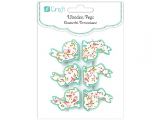 Klamerki drewniane DPCRAFT Króliczki 6szt. zielone