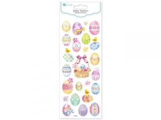 NAKLEJKI BROKATOWE - KOLOROWE PISANKI, 24 SZT