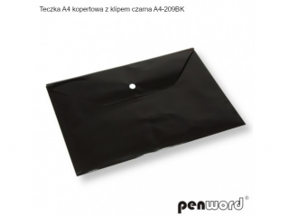 TECZKA A4 KOPERTOWA Z KLIPEM CZARNA A4-209BK