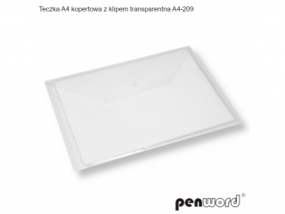 TECZKA A4 KOPERTOWA Z KLIPEM TRANSPARENTNA A4-209