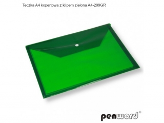 TECZKA A4 KOPERTOWA Z KLIPEM ZIELONA A4-209GR
