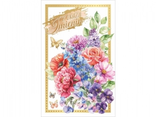 Kartka Imieninowa ART NUVO Zocona, DUA 13x20, 5 cm KI-03 Kwiatowa kompozycja