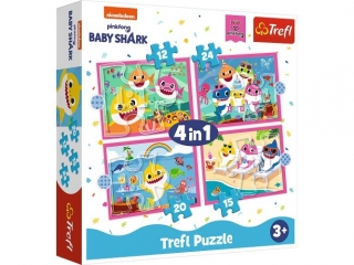 Puzzle "4w1" TREFL Baby Shark - Rodzina Rekinów