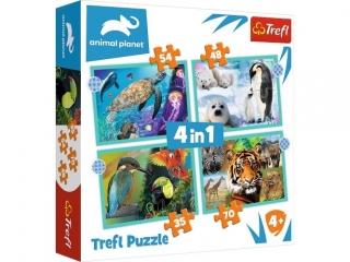Puzzle "4w1" TREFL Tajemniczy świat zwierząt / Discovery Animal Planet