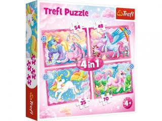 Puzzle "4w1" TREFL Jednorożce i magia