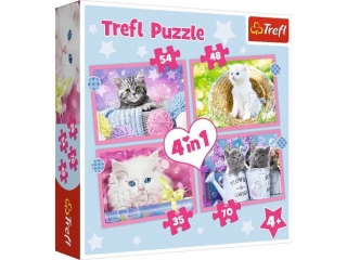 Puzzle   "4w1" TREFL Zabawne kotki
