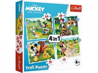 Puzzle   "4w1" TREFL Fajny dzieñ Mickiego" / Disney Standard Characters