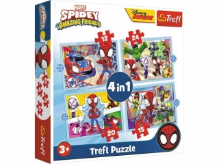 Puzzle   "4w1 TREFL Spider-Man - Ekipa Spideya" / Spidey and his Amazing Friends Marvel