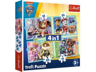 Puzzle "4w1 TREFL Psi patrol - Wesołe pieski Paw Patrol / Viacom PAW PATROL: THE MOVIE