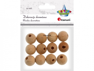 Dekoracje drewniane kulki TITANUM 12szt. 19mm