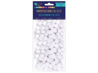 Pompony poliestrowe DPCRAFT 1cm biae, 120 szt.