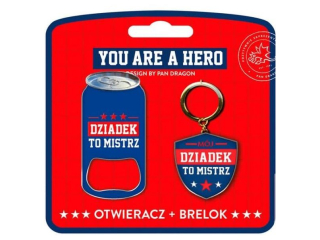 Zestaw prezentowy na Dzie Dziadka - Otwieracz + brelok - Dziadek to Mistrz