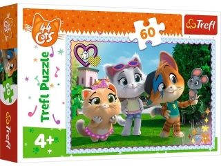 Puzzle   60 TREFL 44 Koty - Zabawy w gronie przyjaci / Rainbow 44 cats