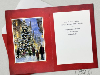 Kartka ¦wi±teczna PAN DRAGON Star 157 "Swi±teczna ulica" z³ocona