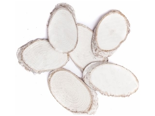 Bielone plastry drewna DPCRAFT Owal 6szt. Fi-5-8 cm
