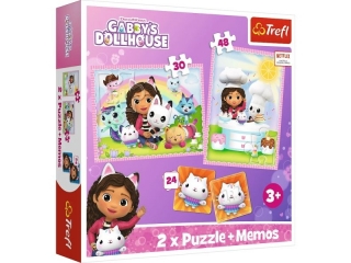 Puzzle "2w1" + memos TREFL Koci domek Gabi - Gabi z Kocim Przyjacielem