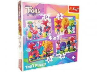 Puzzle   "4w1" TREFL Przygody kolorowych Trolli