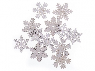 Drewniane śnieżynki samoprzylepne z brokatem DPCRAFT 12 szt. Białe