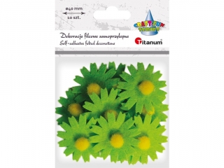 Dekoracje filcowe samoprzylepne 3D kwiaty O40mm zielone 10szt.
