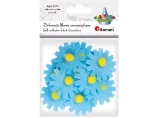Dekoracje filcowe samoprzylepne 3D kwiaty O40mm niebieskie 10szt.