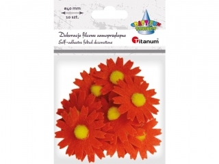 Dekoracje filcowe samoprzylepne 3D kwiaty O40mm pomarańczowe 10szt.