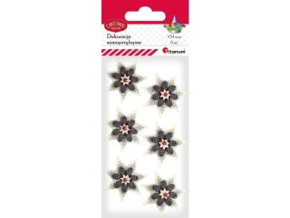 Dekoracje samoprzylepne papierowo-foliowe 3D świąteczne gwiazdy z szyszkami 34mm 6szt.