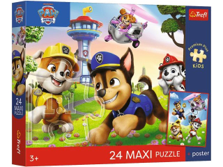 Puzzle   24 Maxi TREFL PREMIUM PLUS KIDS  Psi Patrol - Weso�y spacer +PLAKAT