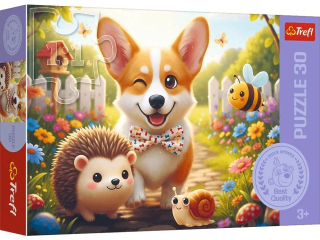 Puzzle   30 TREFL Dzie� z Corgim