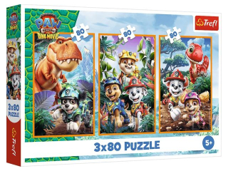 Puzzle   3x80 TREFL Psi patrol - Bohaterowie dinozaur�w