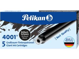 Naboje atramentowe Pelikan 4001 GTP/5 – czarny Brilliant Black, 5 duych wkadw do pira wiecznego