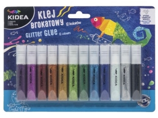 Klej brokatowy KIDEA 12 kolorów 6ml