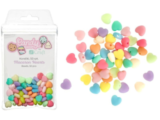 KORALIKI AKRYLOWE, 50 SZT. -  MACARON HEARTS