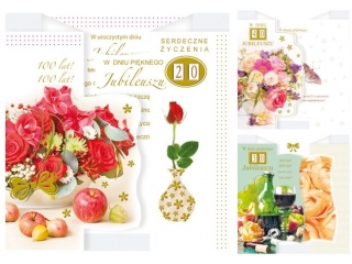 Kartki laurka B6S -skadana Jubileusz z paskami zest. 553 Kwiaty - bukiety