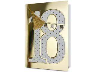 Kartka na 18 urodziny PAN DRAGON HM 200-3163 Bia�a cyfra w z�ocie