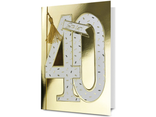 Kartka urodzinowa PAN DRAGON HM 200-3165 Bia�a cyfra w z�ocie "40"
