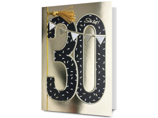 Kartka urodzinowa PAN DRAGON HM 200-3172 Czarna cyfra w złocie "30"